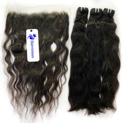 Vietnamese Natural Wavy Hair Bundles With Frontal 13x4